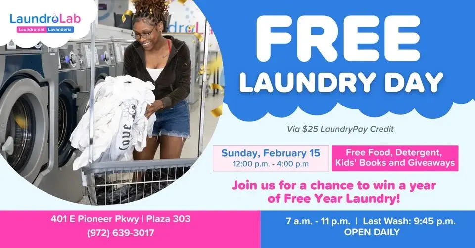 FREE Laundry Day at Laundrolab Grand Prairie Plaza 303!
