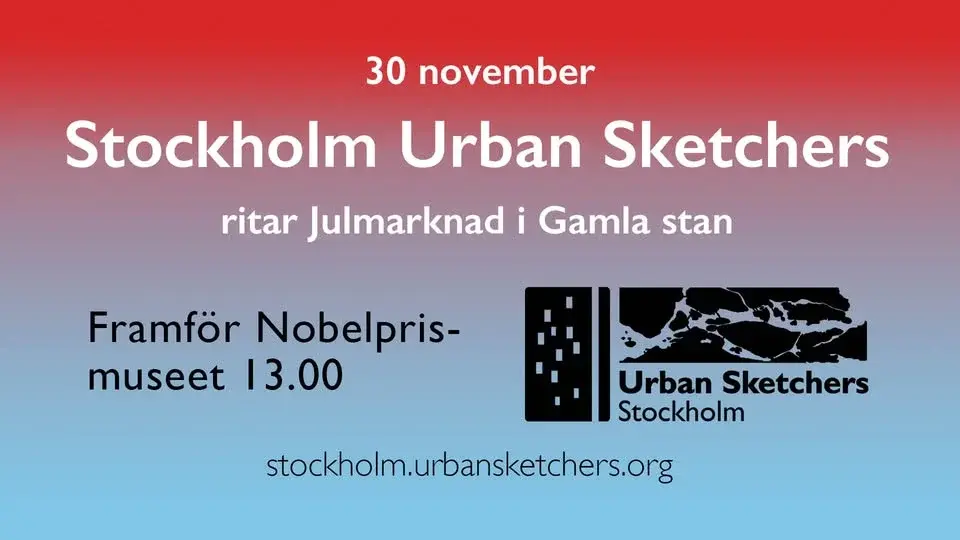 Urban sketchers Stockholm ritar Julmarknad i Gamla stan