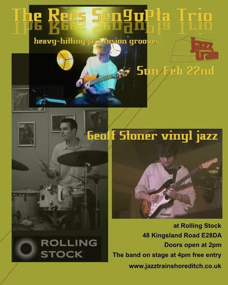The Rees Sengupta Trio + vinyl jazz Geoff Leonard