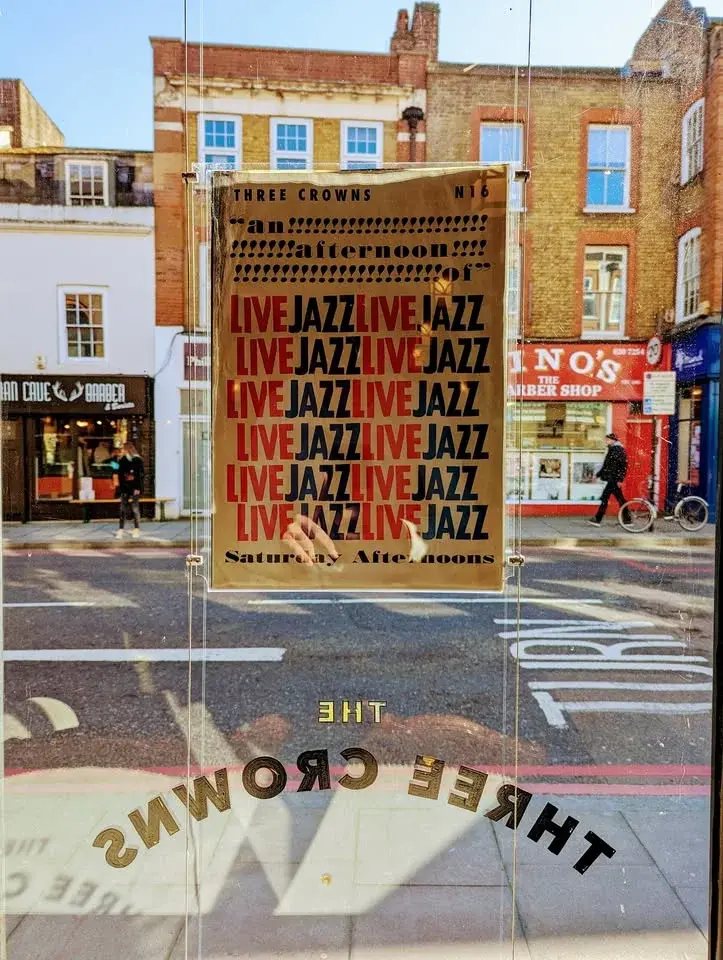 Jazz Lunch Every Saturday at The Three Crowns, Stoke Newington