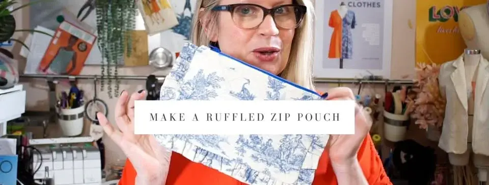 Make a ruffled zip pouch