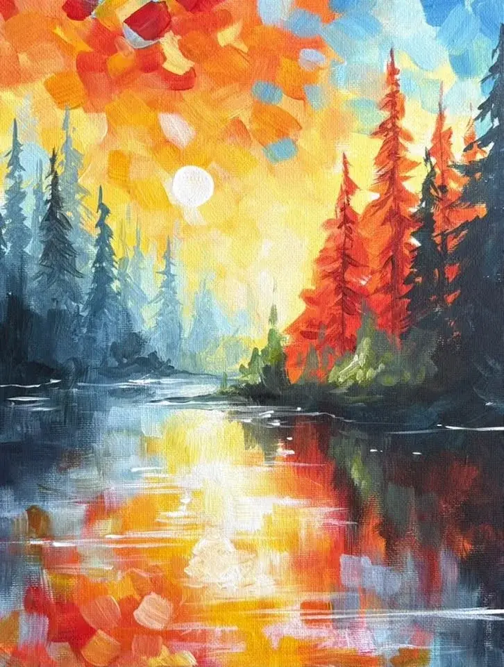 Join Brush Party to paint 'Sunset Pines' - Welwyn Garden City