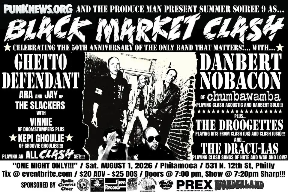 CLASH TRIBUTE with Kepi Ghoulie + Ara and Jay of Slackers, Danbert Nobacon, Droogettes, Dracu-Las!