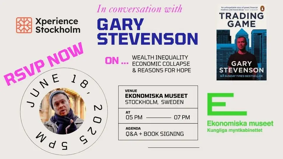 💬 Meet Gary Stevenson: Q&A & Book Signing at Ekonomiska Museet 📚