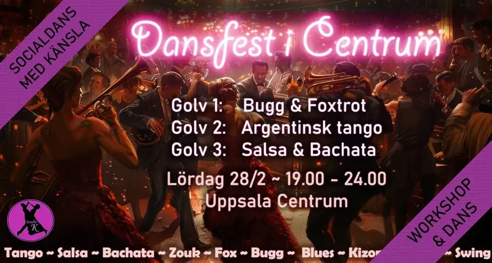 Nyhet: Dansfest på tre dansgolv: Bugg & fox / Tango / Salsa