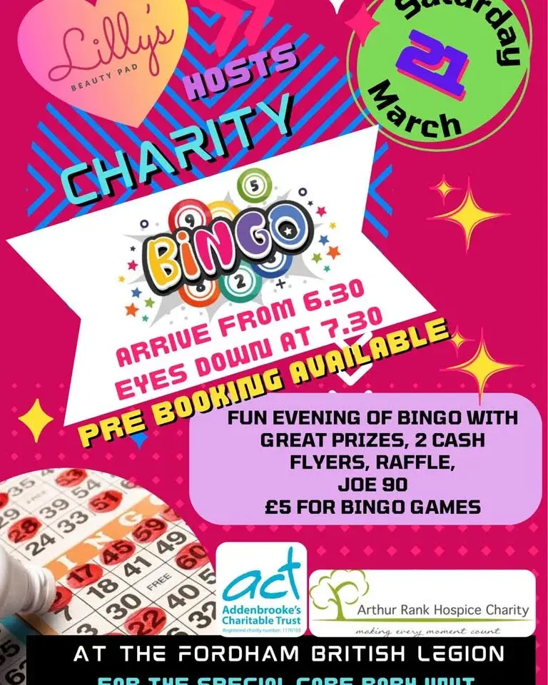 Lilly’s Beauty Pad Charity BINGO evening for The Special Care Baby Unit and The Arthur Rank Hospice
