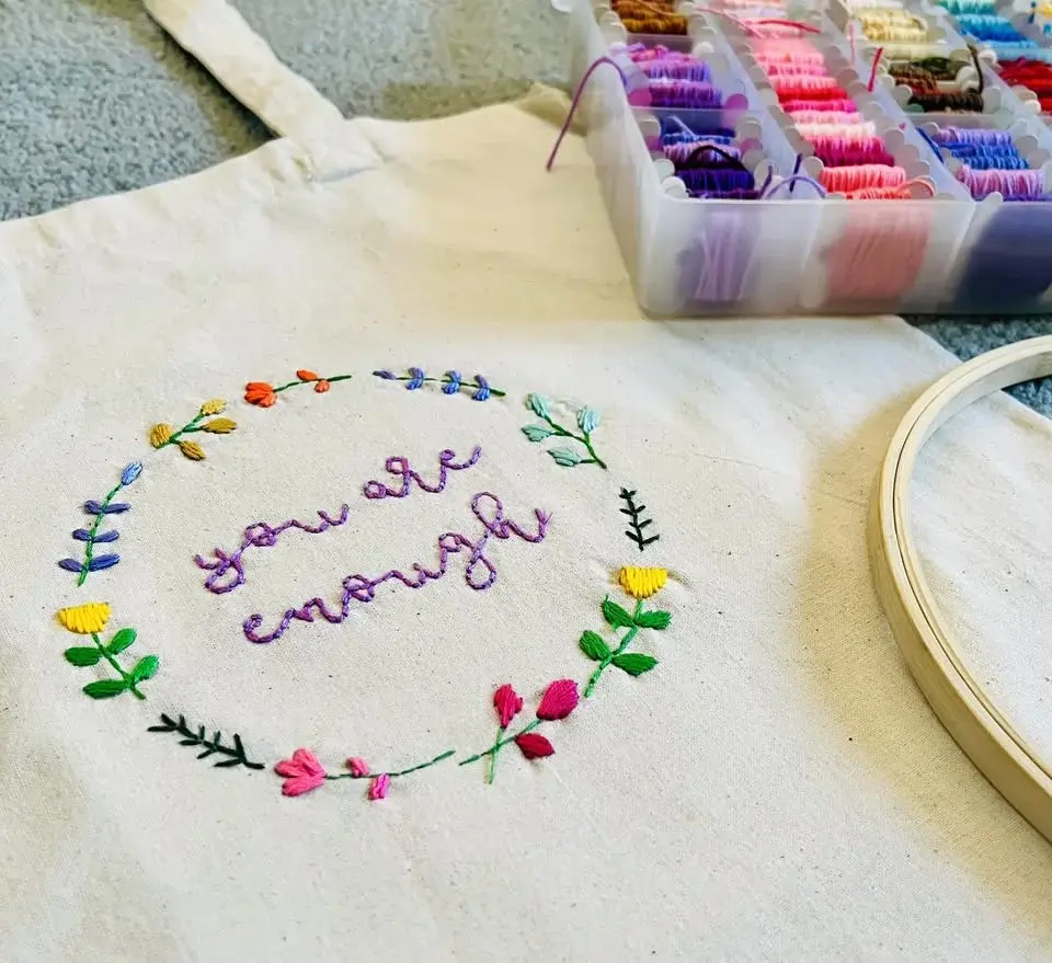 Crafternoon Tea 🫖 Embroidered Tote Bag 