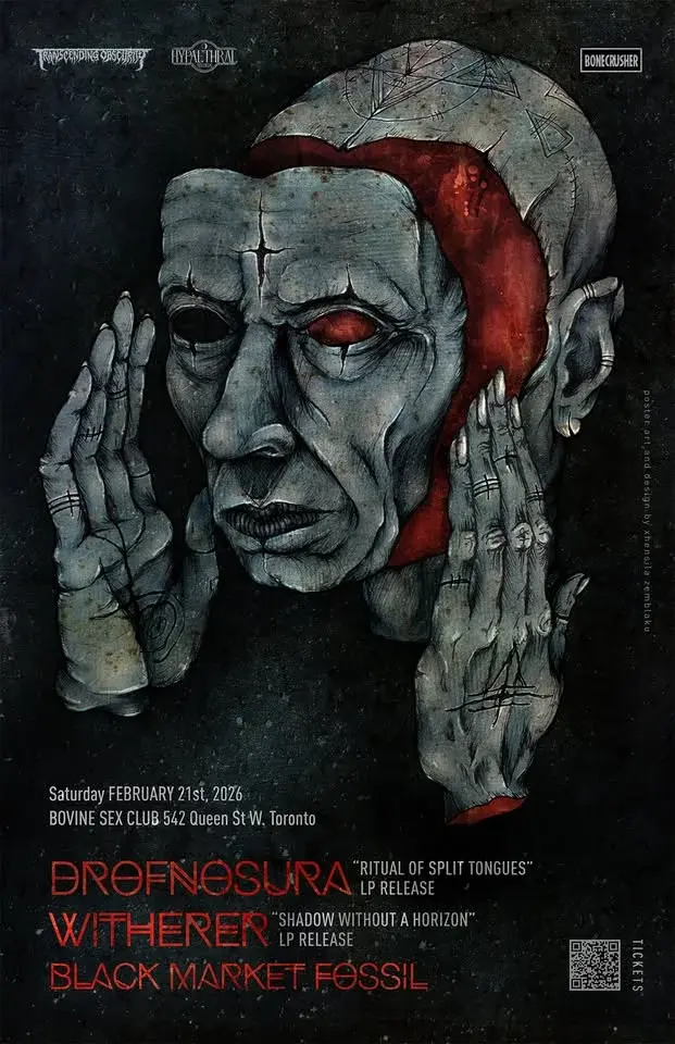 Drofnosura and Witherer dual LP release with Black Market Fossil