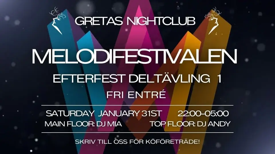 đ€âš MELODIFESTIVALEN â EFTERFEST DELTĂVLING 1 @ GRETAS NIGHTCLUB âšđ€