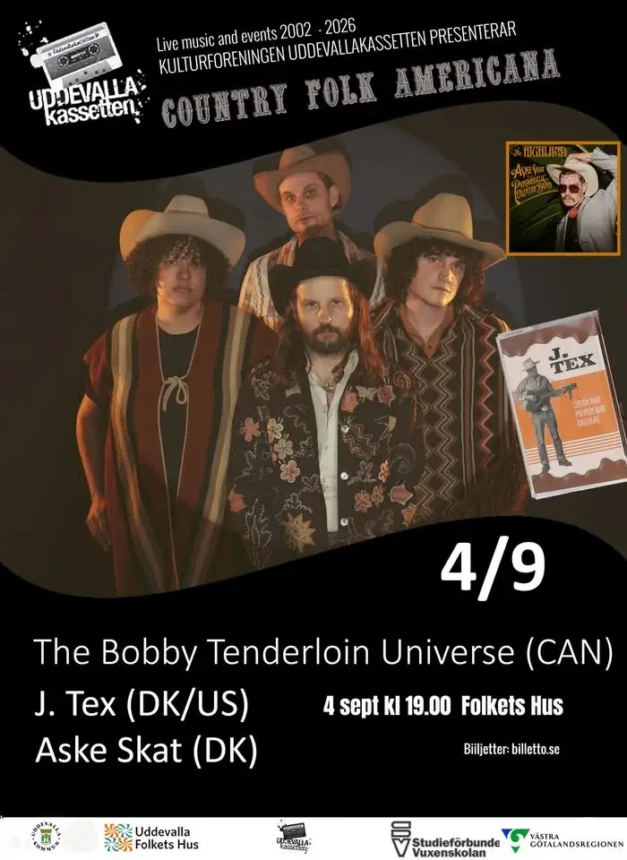 COUNTRY NIGHT: The Bobby Tenderloin Universe (CAN), J.Tex (US/DK), Aske Skat (DK)