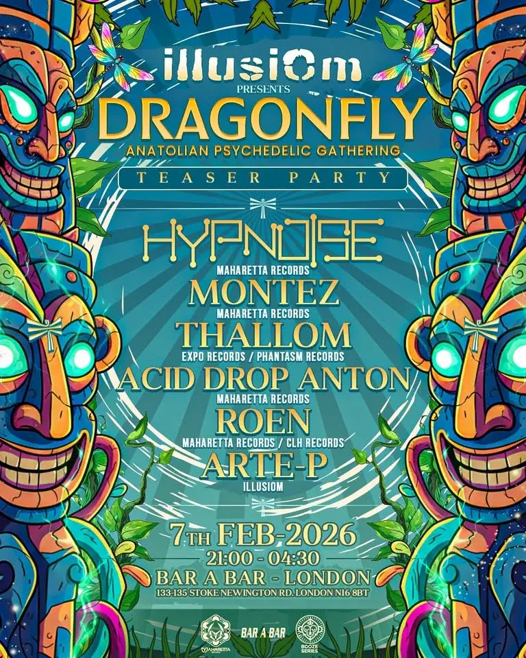 Dragonfly Teaser Party, Hypnoise UK Debut + More, 7th Feb @ London,Bar A Bar