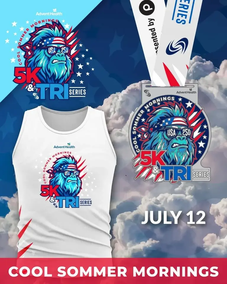 AdventHealth Cool Sommer Mornings Triathlon-Duathlon-5K Series #2 - Patriotic Yeti