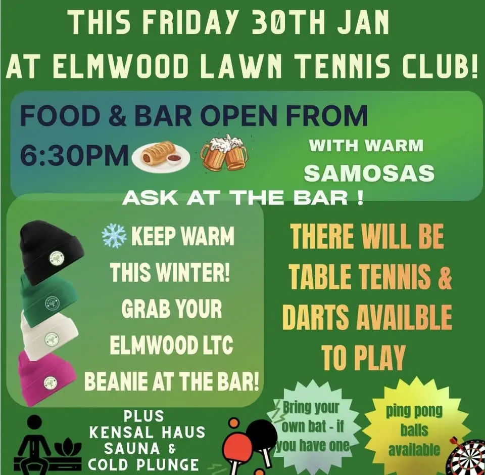 Friday Night Social Elmwood LTC 30th Jan