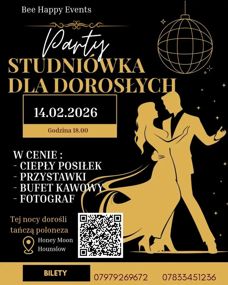 Studniówka dla dorosłych Bee Happy Events 14.02 HOUNSLOW Londyn
