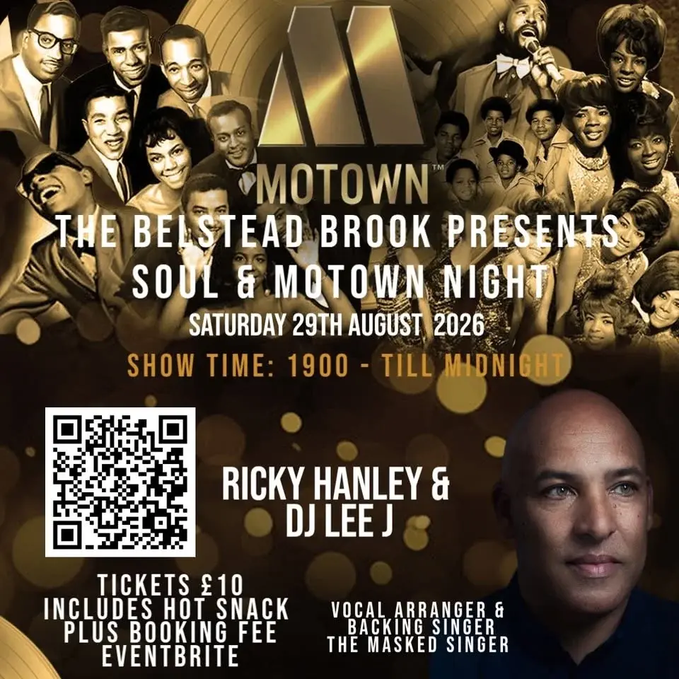 Soul & Motown Theme Night 29th August 2026 Ipswich