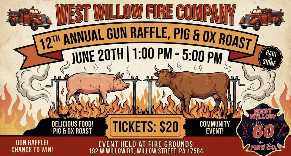 West Willow Fire Company 12th Annual Gun Raffle, Pix & Ox Roast