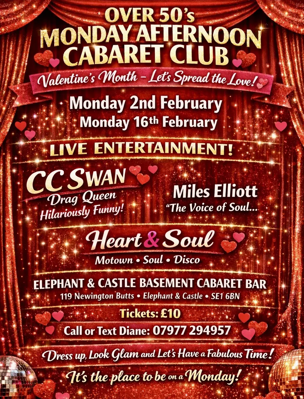 Over 50’s Monday Afternoon Cabaret Club