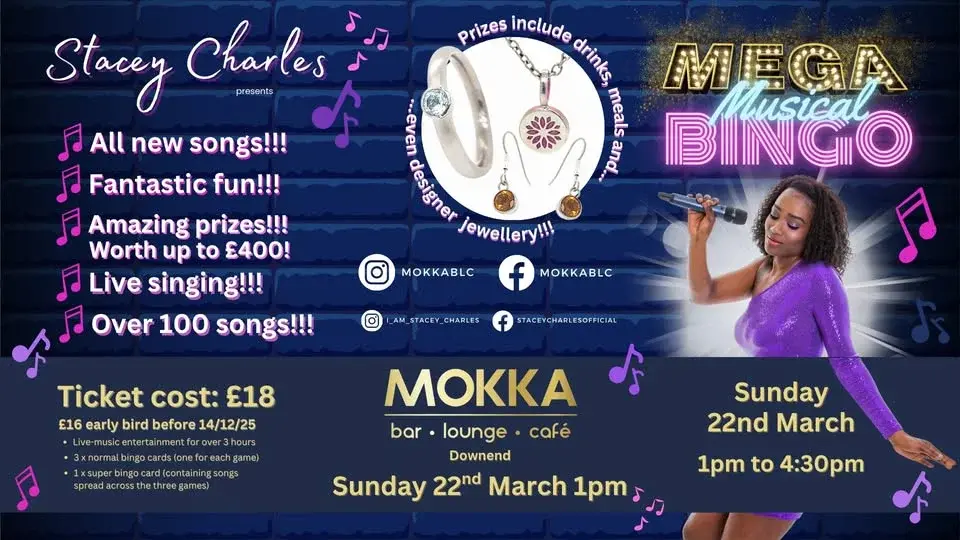 ⭐MEGA⭐ Musical Bingo at MOKKA (Downend) - Sunday 22nd March 1pm
