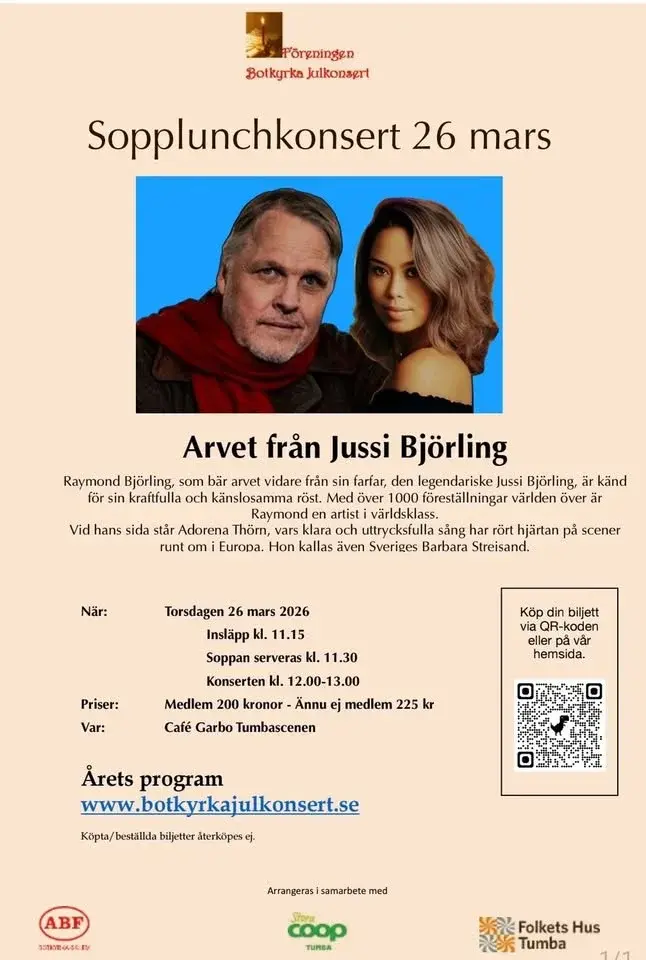 Sopplunchkonsert med Raymond Björling och Adorena Thörn 