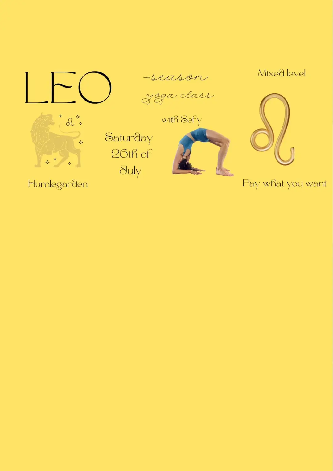 Leo Season yoga class in Humlegården- donation based