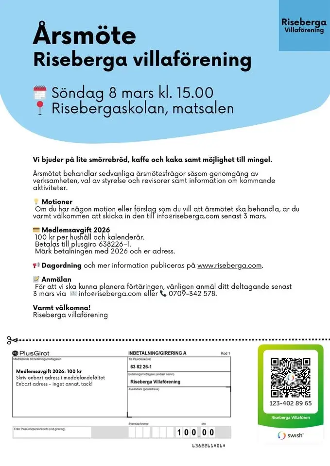 Årsmöte Riseberga Villaförening