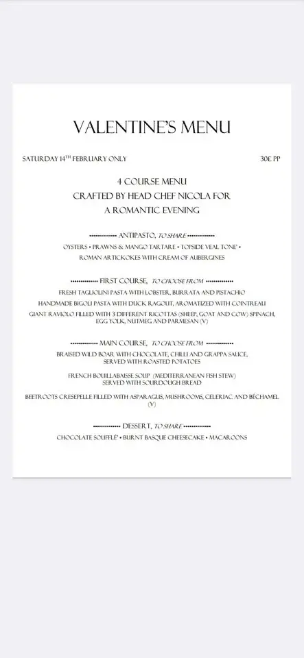 Valentines Dinner at Sole Luna