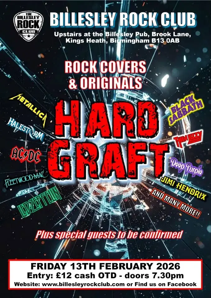 HARD GRAFT live at Billesley Rock Club + support tbc - £12 OTD
