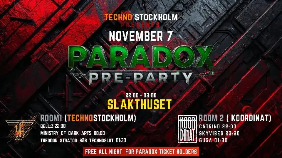 PARADOX PRE PARTY / Techno Stockholm / Room 2: KOORDINAT