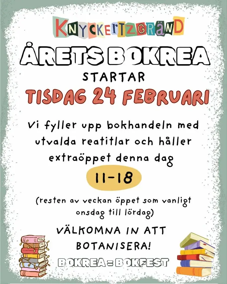 BOKREASTART TISDAG 24 FEBRUARI 