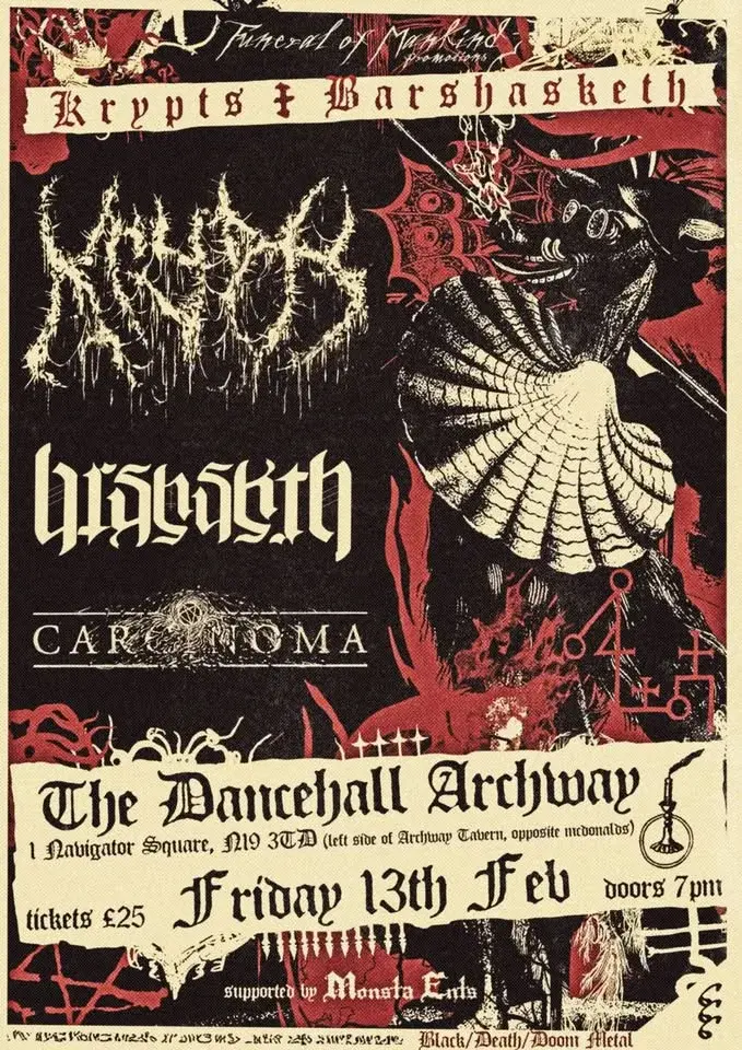 KRYPTS, BARSHASKETH, CARCINOMA @ Archway Tavern