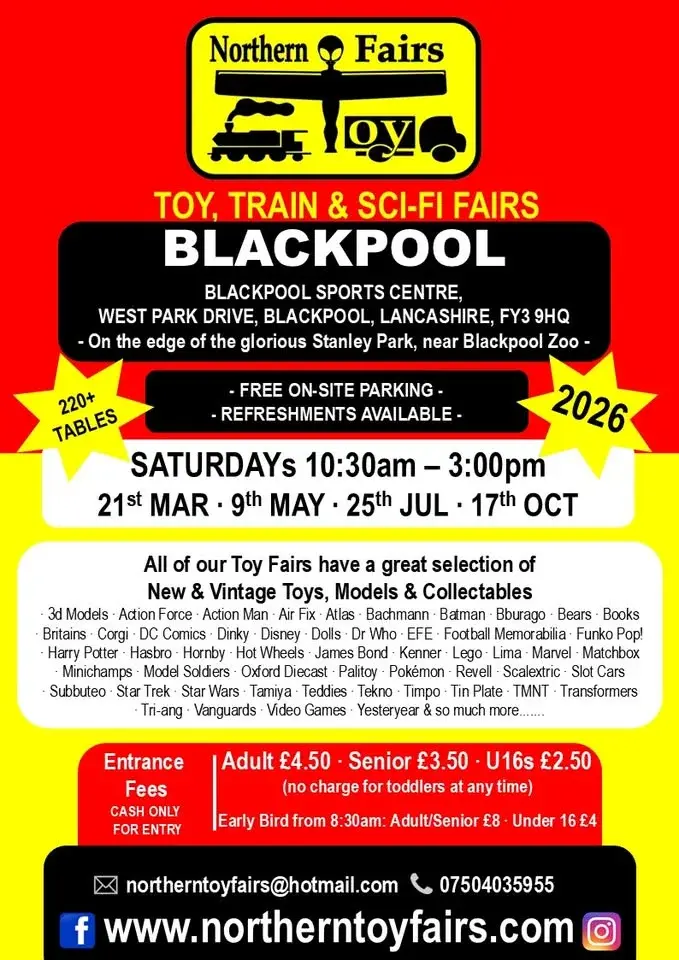 BLACKPOOL Toy, Train & Sci-Fi Fair on Saturday 25th July 2026