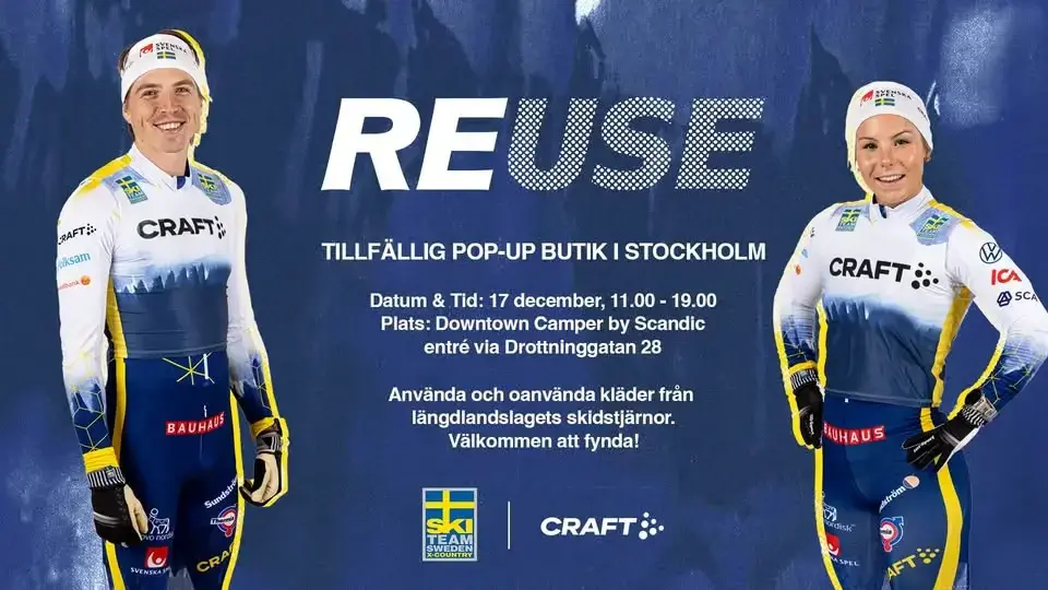 REUSE – Utförsäljning av Längdlandslagets kläder på Downtown Camper by Scandic