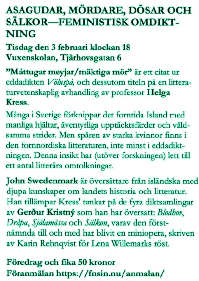 John Swedenmark presenterar poeten Gerður Kristný