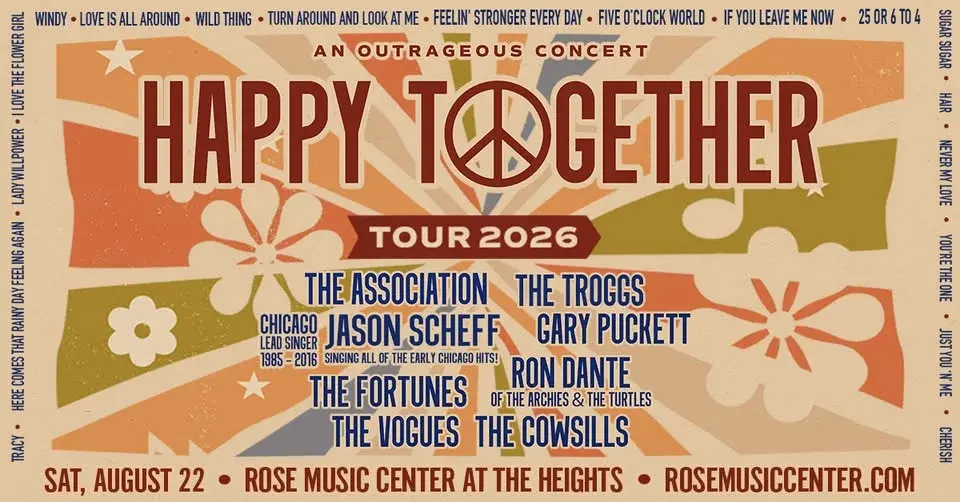 Happy Together Tour 2026 featuring The Association, The Troggs, Jason Scheff, Gary Puckett & more!