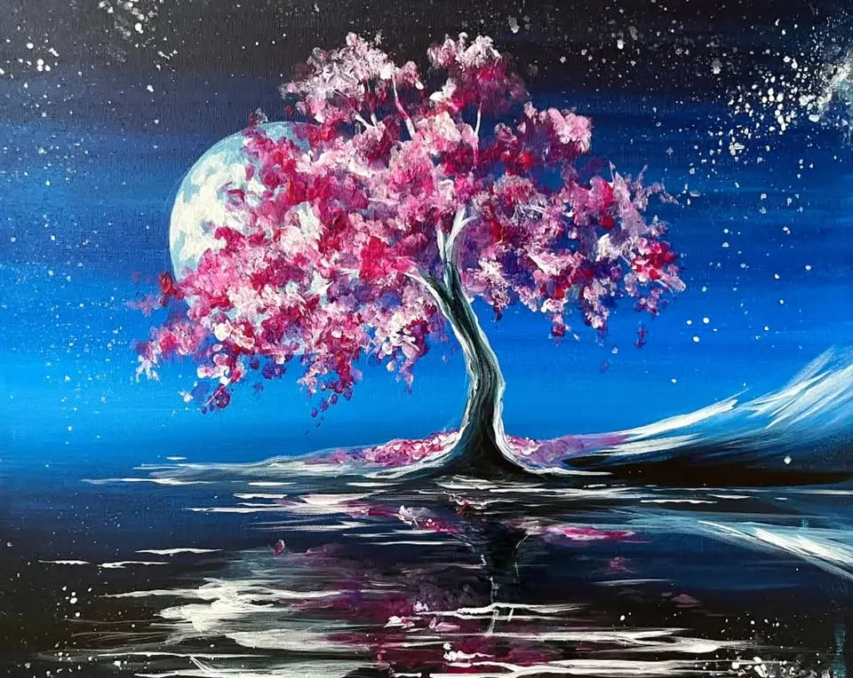 Join Brush Party to paint "Cherry Blossom Dream" - The Ladygrove Didcot
