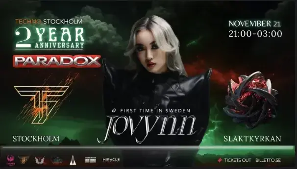 🎉 Jovynn Paradox Techno Stockholm 2 Year Anniversary 🎶
