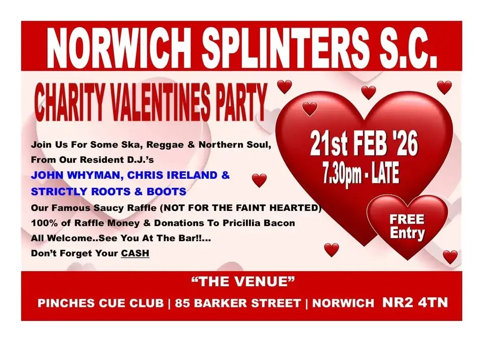 NORWICH SPLINTERS S.C VALENTINES PARTY 2026