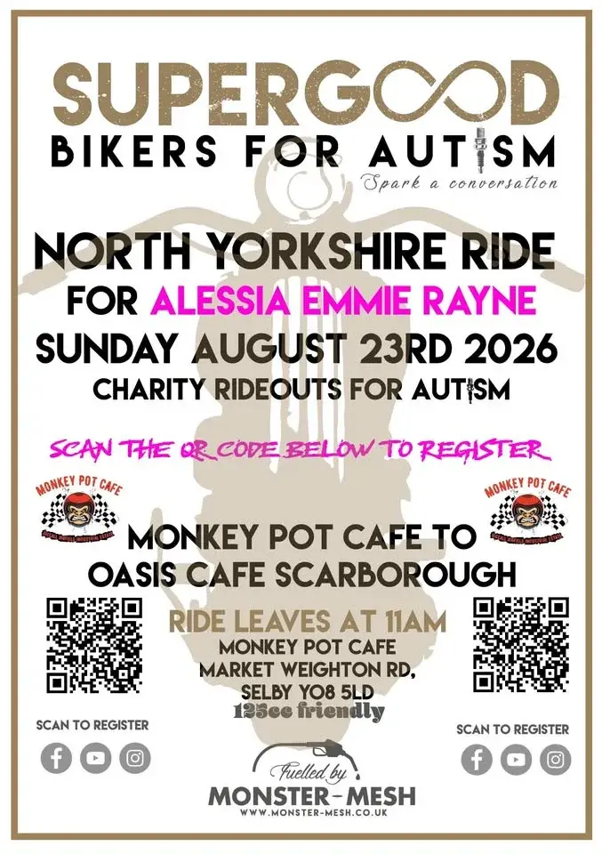 RIDE FOR AUTISM | MONKEY POT CAFE TO SCARBOROUGH (oasis cafe) 2026