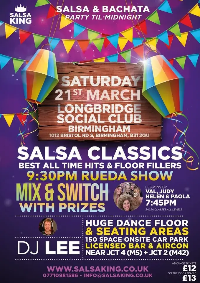 🔥SALSA KING  Salsa & Bachata Party + RUEDA SHOW 🔥 @ Longbridge Social Club Birmingham