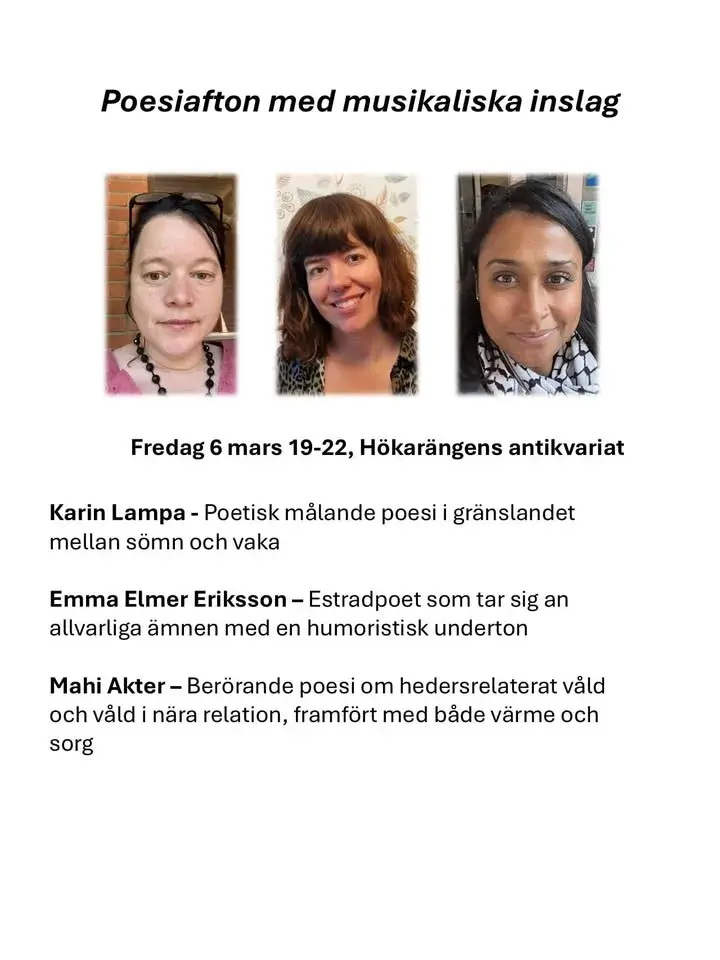 Poesiafton med musikaliska inslag