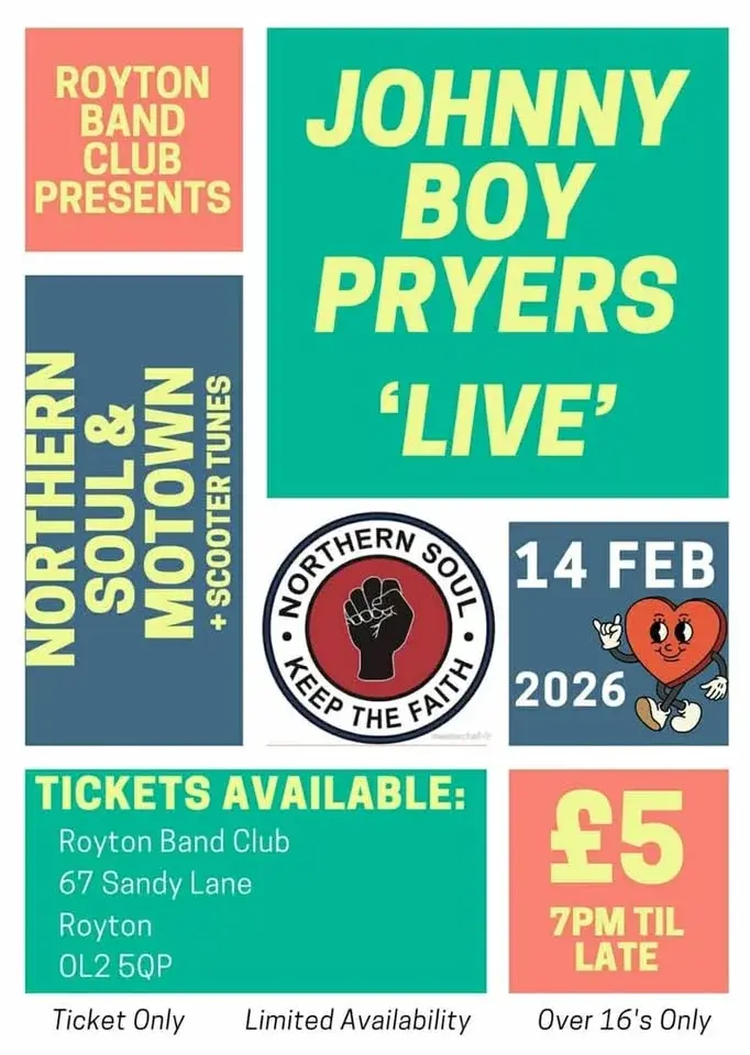 Johnny Boy Live At Royton, Valentines Special Saturday 14th Feb 2026, Royton Band Club