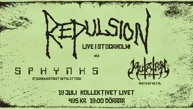 đž Repulsion + Sphynxs + Mutation LIVE! đ€ Kollektivet Livet Bar & Scen