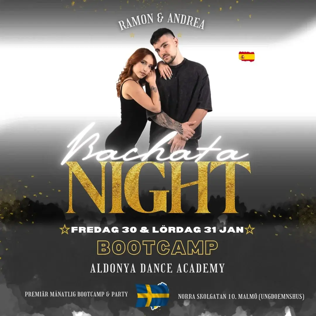 ★Premiär Bachata Måntalig Bootcamp & Party • Master Klasser • Aldonya Dance Academy (Ungdomenshus)★