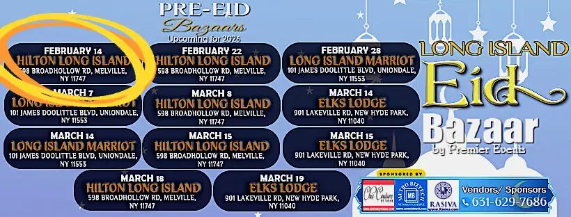 Pre-Eid Bazaar at Hilton Long Island February 14