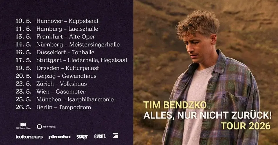 Tim Bendzko I Alles, nur nicht zurück - Tour 2026 I München