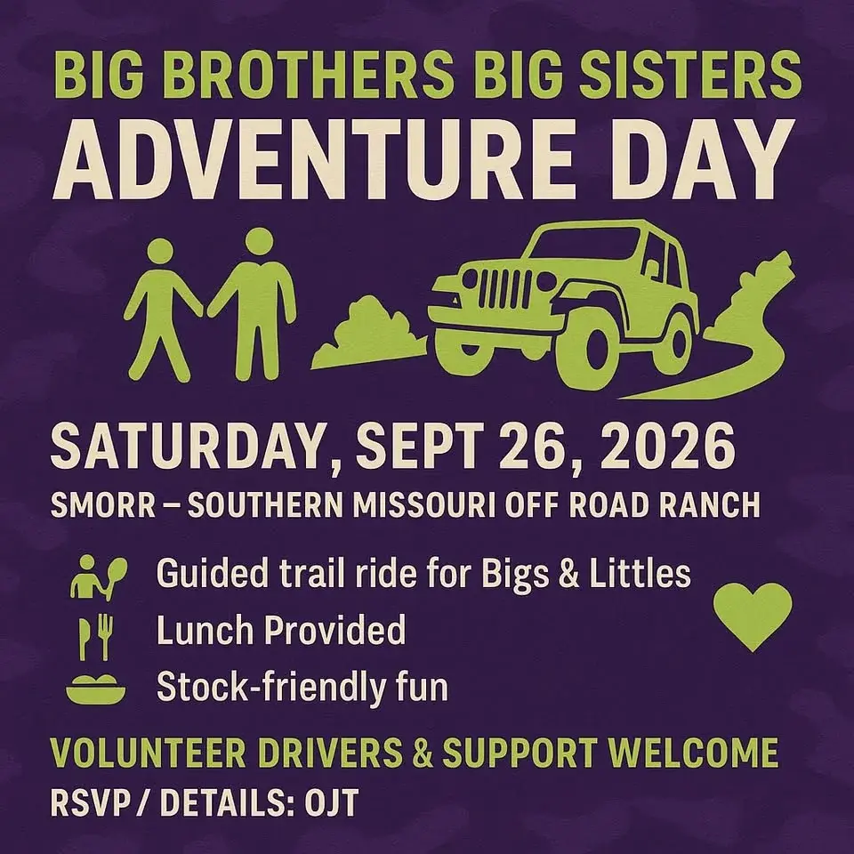 🚙 Big Brothers Big Sisters Adventure Day — Saturday, September 26, 2026 @ SMORR