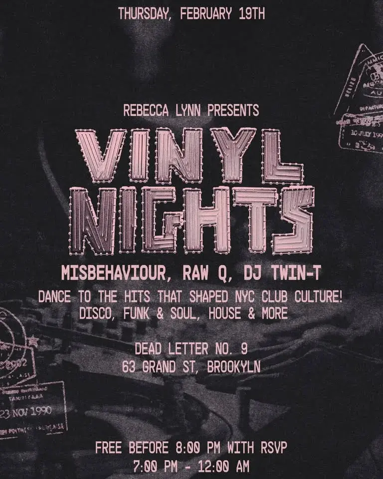 Vinyl Nights Thursday at Dead Letter No. 9 - Misbehaviour, Raw Q & DJ Twin - T